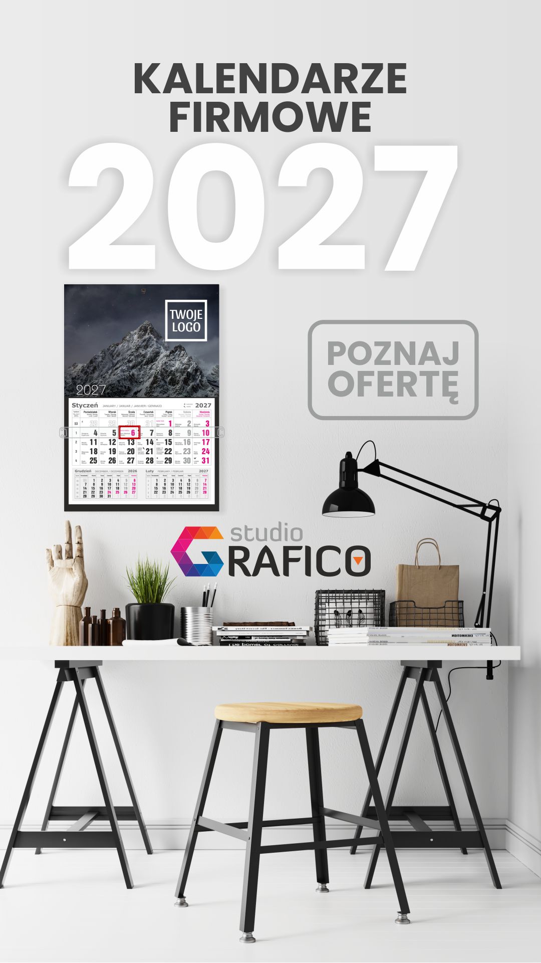 KALENDARZ 2027 A3 - 1 PLANSZOWY (wyrywane kalendaria) - obrazek 2