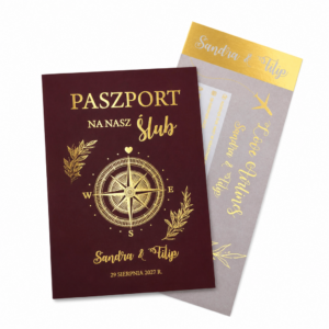 Zaproszenia Ślubne ZSPP1 Paszport Bordowe + bilet