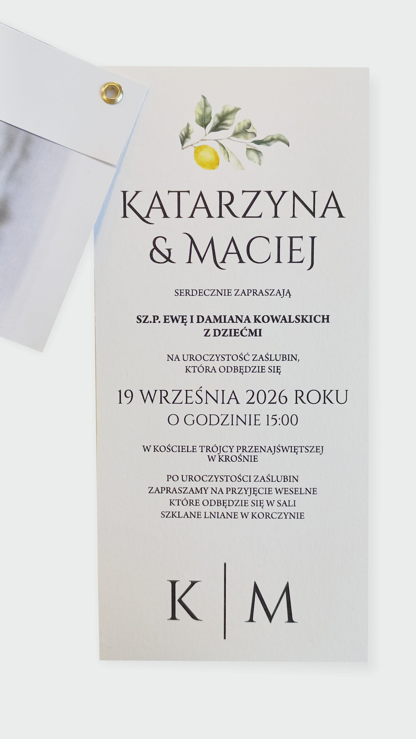 Zaproszenie ślubne ZSZDL1 + cytrusy + złoty nit - obrazek 8