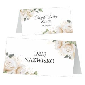 Winietki na stół chrzest roczek ZSCB10 zestaw 12 szt
