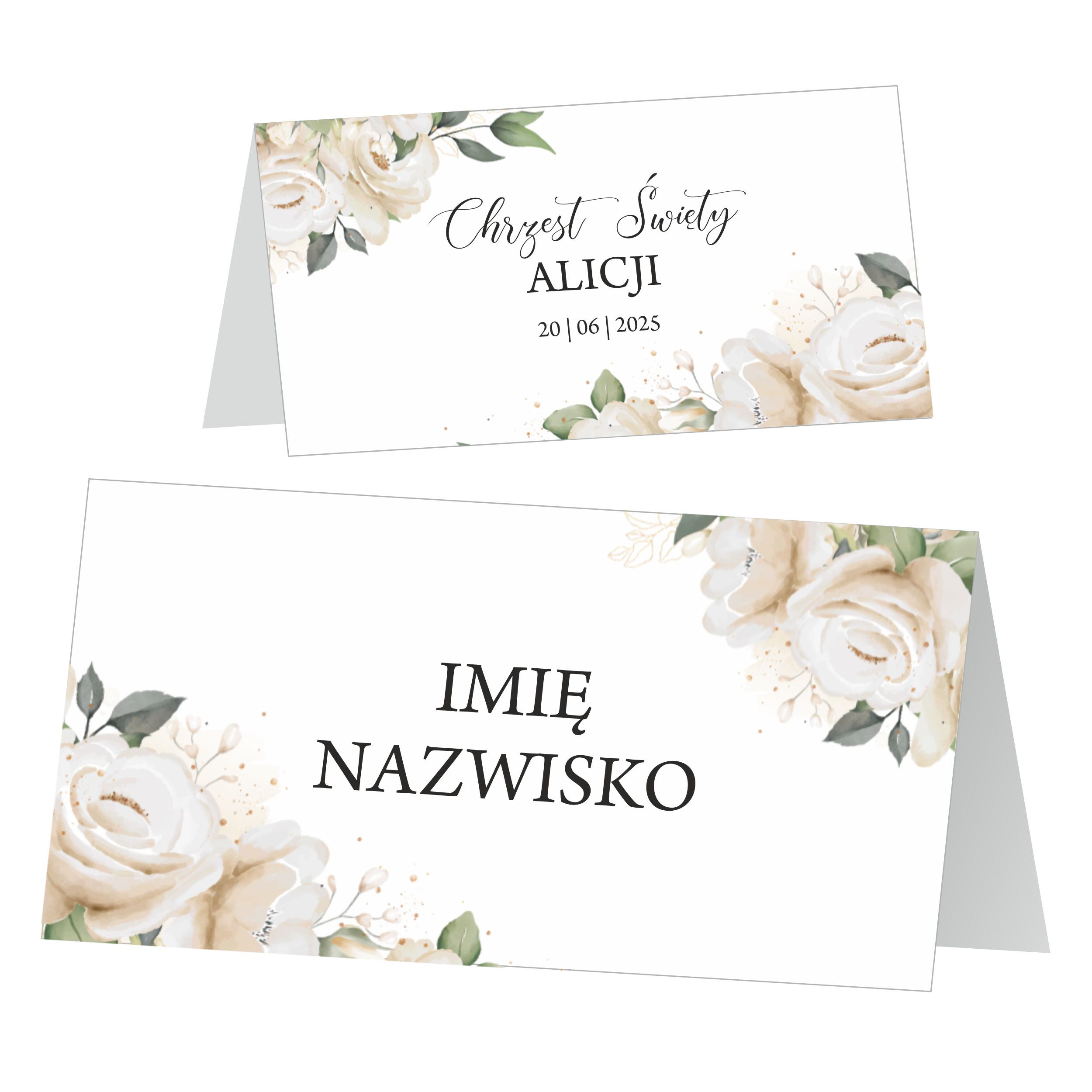 Winietki na stół chrzest roczek ZSCB10 zestaw 12 szt