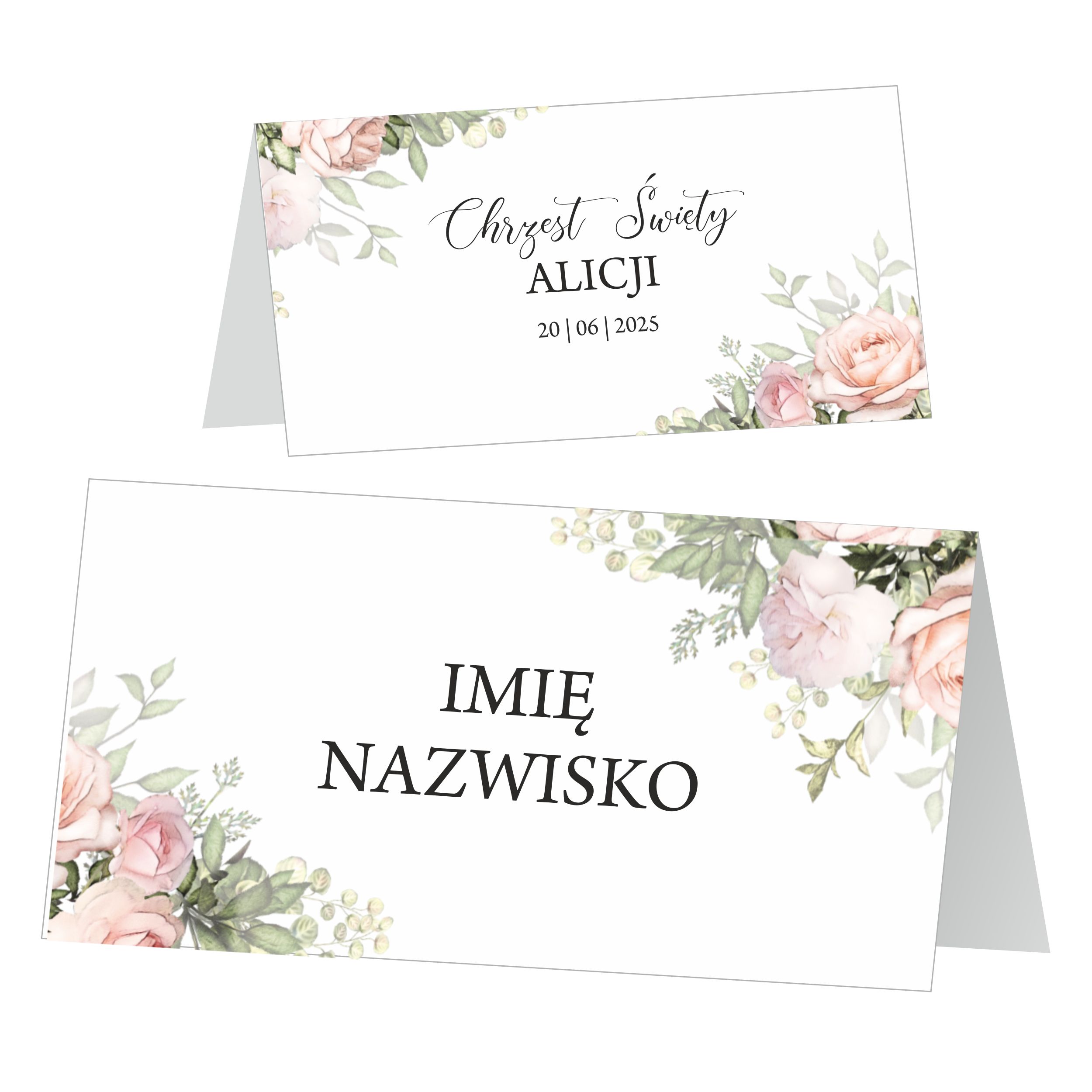 Winietki na stół chrzest roczek ZSCB11 zestaw 12 szt