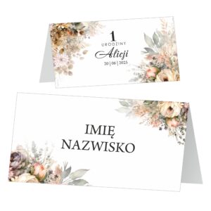 Winietki na stół chrzest roczek ZSCB14 zestaw 12 szt
