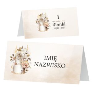 Winietki na stół chrzest roczek ZSCB15 zestaw 12 szt
