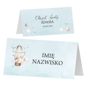 Winietki na stół chrzest roczek ZSCB6 zestaw 12 szt
