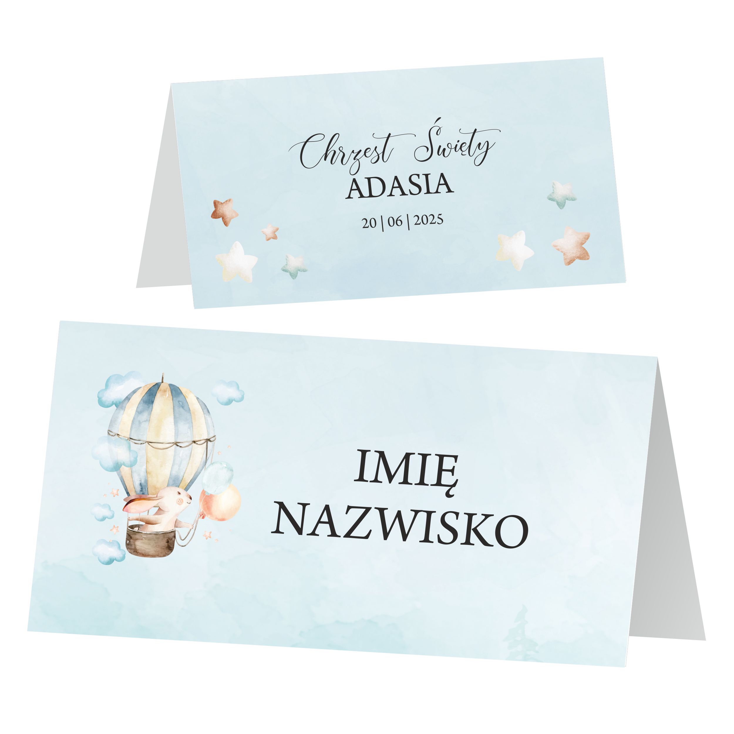 Winietki na stół chrzest roczek ZSCB6 zestaw 12 szt