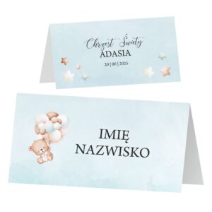 Winietki na stół chrzest roczek ZSCB7 zestaw 12 szt