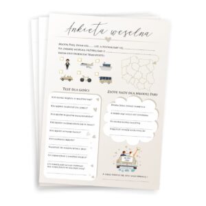 Ankieta Weselna dla Gości Weselnych GRUBY PAPIER 10 sztuk - beż