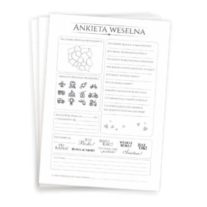 Ankieta Weselna dla Gości Weselnych GRUBY PAPIER 10 sztuk - biały