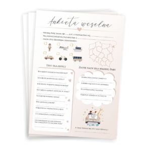 Ankieta Weselna dla Gości Weselnych GRUBY PAPIER 10 sztuk - brudny róż