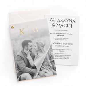 Zaproszenie ślubne ZSZ3 - ZŁOCONA KALKA + złoty nit