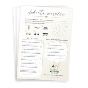 Ankieta Weselna dla Gości Weselnych GRUBY PAPIER 10 sztuk - pistacja